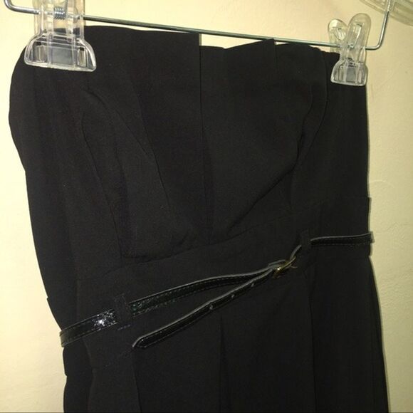 Black Halo LBD Strapless Belted Mini Cocktail Dress w/ Pockets - Picture 2 of 6